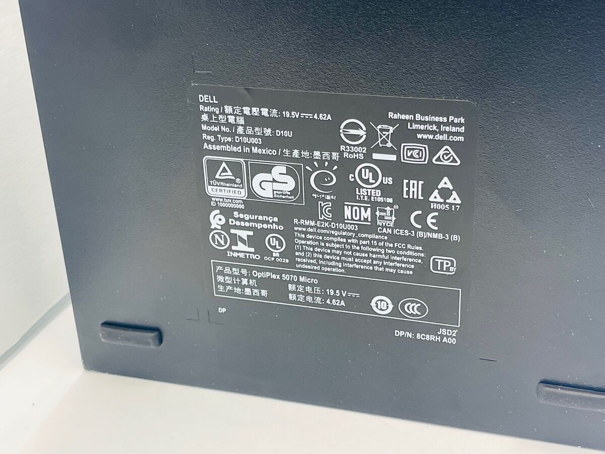 Dell OptiPlex 5070 Micro i5-8500T D10U RAM 8GB 256GB SSD Dell OptiPlex 5070 Micro i5-8500T D10U RAM 8GB 256GB SSD