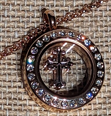 Origami Owl Mini Rose Gold Locket Cross Charm 24
