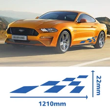 Gloss Blue Racing Flag Door Fender Car Side Body Lattice Vinyl Decal Sticker #7