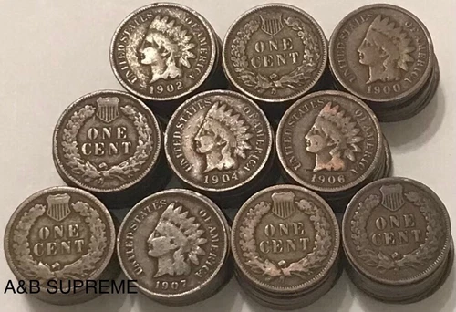 Huge Collection Of 100 Indian Head Cent Penny Random Good To Fine Lot