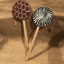 Drum heads African Noisemakers  stretched skins on sticks Percussion set 2
