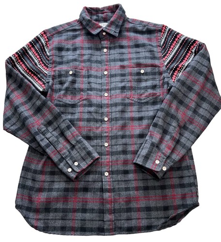 HOWE Mens Creative Workforce Black Gray Red Southwestern Flannel Work Shirt L