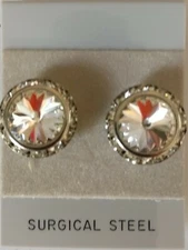 CRYSTAL PIERCED EARRINGS go with horse show number magnets Rivoli Crystals