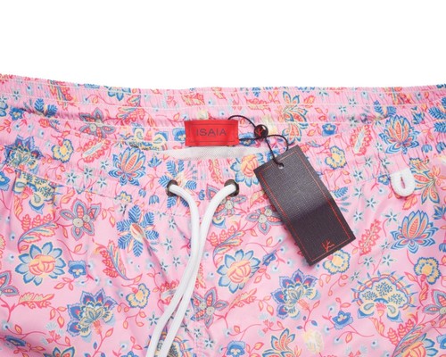 Traje de baño Isaia $350 nuevo con etiquetas rosa azul estampado floral delgado poliéster cordón M - Imagen 2 de 5