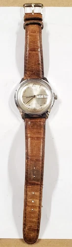 Vtg 1979 Timex Automatic Day/Date Mechanical Wrist Watch Leather Strap Working!