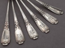 BSF Jugendstil 6 von 12 Teel&ouml;ffel Kaffeel&ouml;ffel Rosen Blumen 800er Silber  (AP)