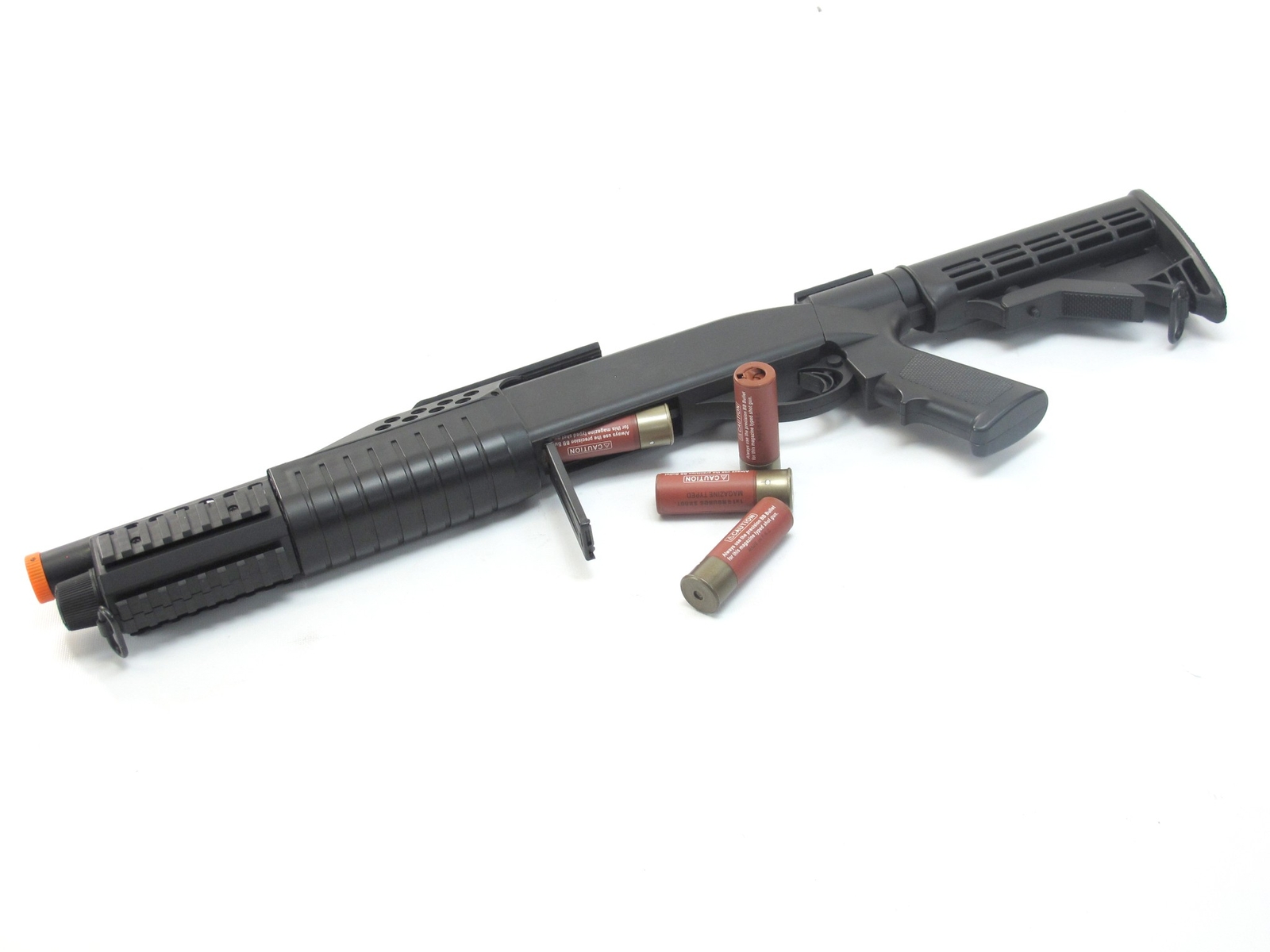 BBTac Airsoft Shotgun Pump Action Gun Spring Loaded M180-C2 Tactical ...