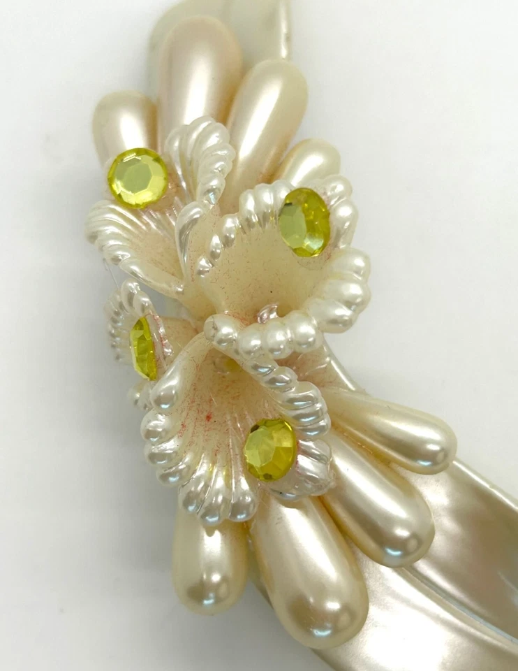 De colección Marfil Novia Cabeza Pieza Acrílico Floral Imitación Perla Boda Clip Pasador Foto 4 de 4