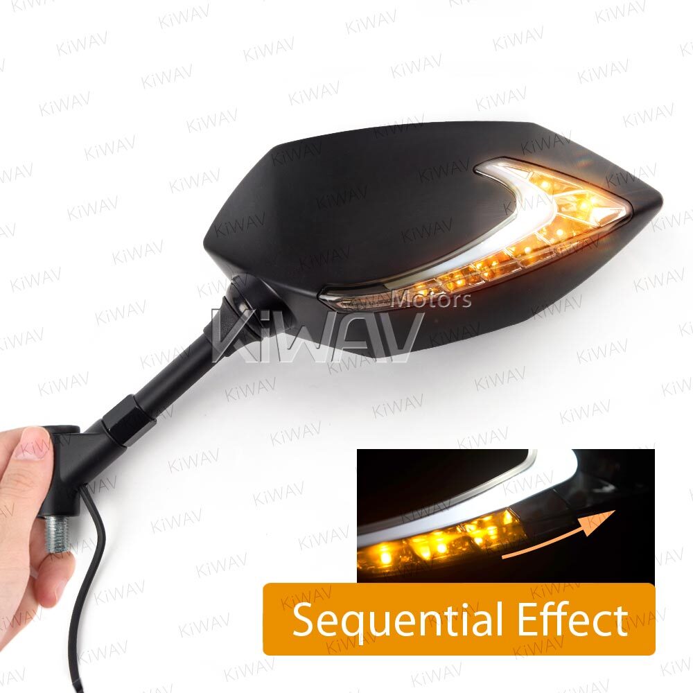 KiWAV mirrors Lucifer black dual LED sequential indicator fits Suzuki Boulevard