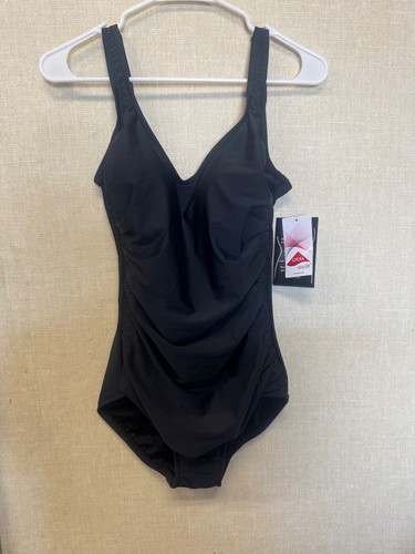 NEW WOMENS LANDS END LYCRA XTRA LIFE BLACK ONE PIECE SWIMSUIT SIZE 10
