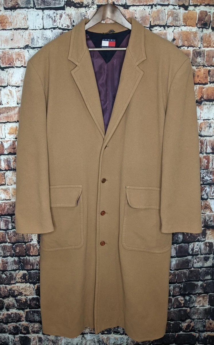 $395 Tommy Hilfiger Beige Wool Long Coat Mens Large Khaki Camel eBay