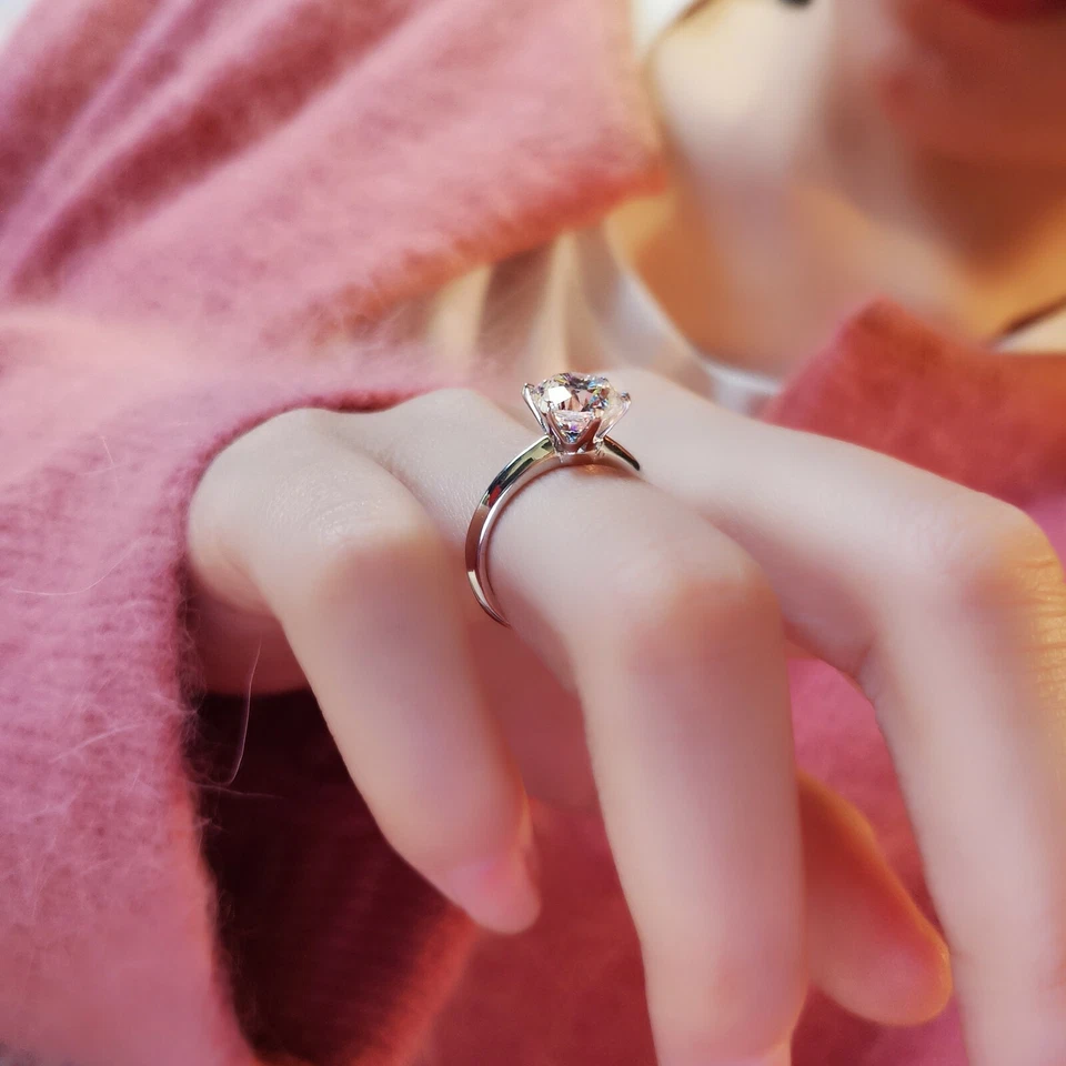 GRA Certificate Real 1CT Moissanite Diamond Wedding Engagement Platinum Ring C29 - Image 2 of 4