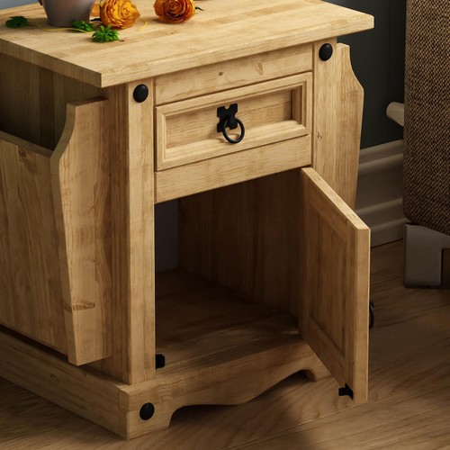 Corona Magazine Table 1 Drawer Side End Distressed Waxed Pine By Home Discount - Picture 4 of 7