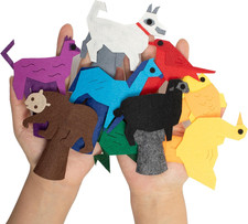 Felt Color Brown Bear Finger Puppets, 9Pcs Feeling Sorting Red Bird, Yellow Duck