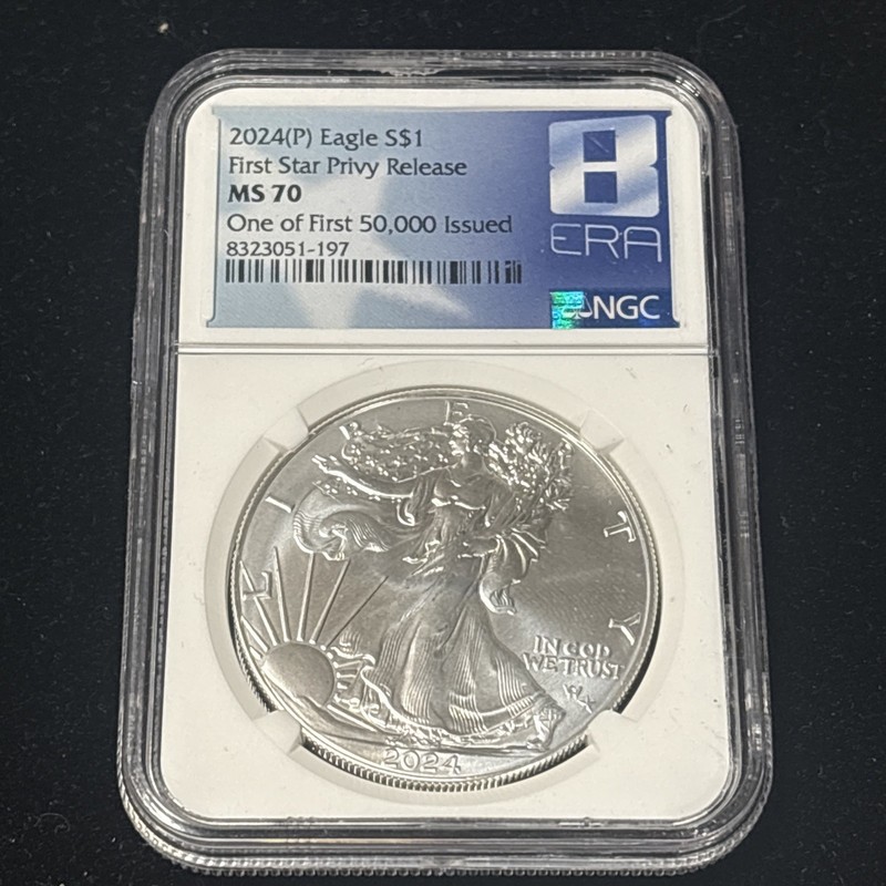 2024p MS 70 First Star Privy Release 1 Of First 50,000 Issued 1 Oz Silver Eagle