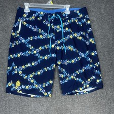 STIO CFS Board Shorts Mens 36 Blue Floral 2330 Drawstring 10" Inseam