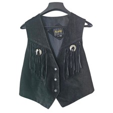Learsi suede leather fringe vest Western-style concho Excellent