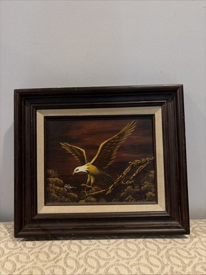 Eagle Oil Painting Artist Signed Framed  Patriotic America Wildlife Bird 