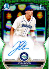 2023 Bowman 1st Chrome JOSH HOOD Green Grass Refractor Auto /99 #CPA-JHD Card