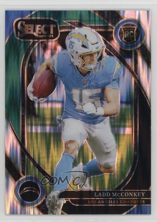 2024 Panini Select Club Level Black & Green Shock Prizm Ladd McConkey Rookie RC