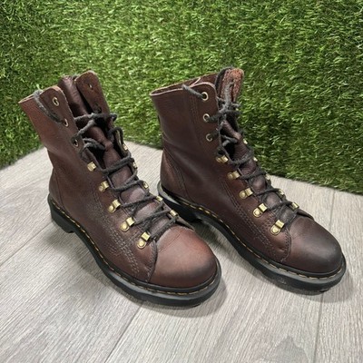 Martens Coraline Grizzly Leather Combat Boots Womens UK Size UK