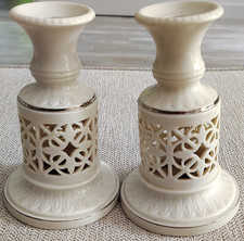 Lenox Ivory Porcelain Floral Pierced Taper Ca...