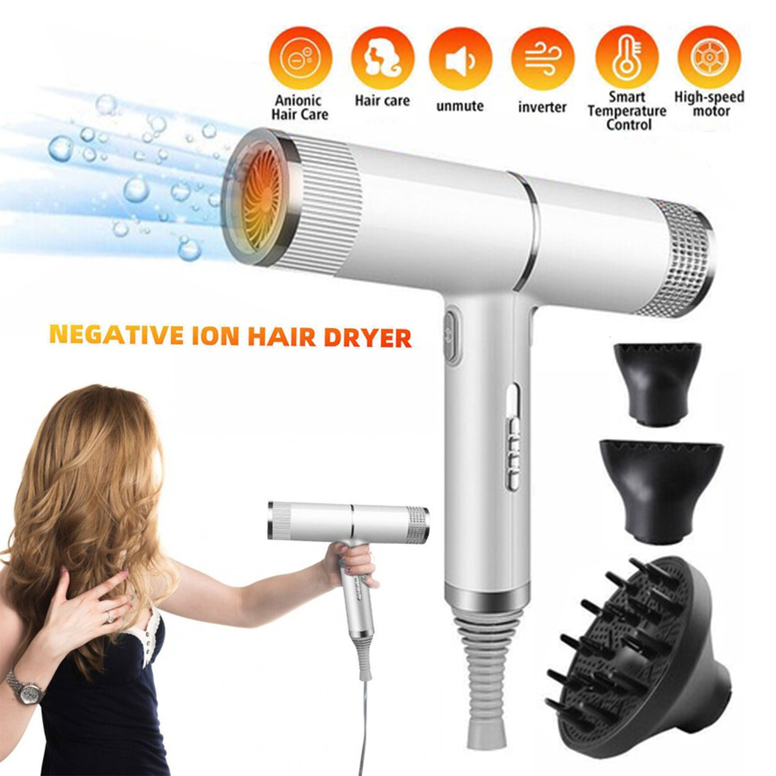 Hair Dryer Blower 2500W Professional Negative Ionic Blow Fan Styler Hair Dryer
