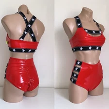 Schminke ❣️Vinyl PVC pole wear set star top & pleasure bottoms with star trims