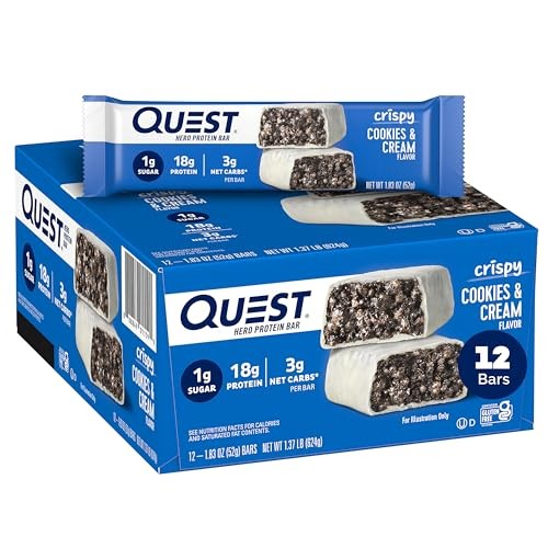 Quest Nutrition Crispy Cookies & Cream Hero Protein Bar, 18G Protein, 1G 