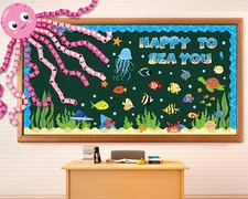 Justforjoyful 93 Pcs Sea Animal Bulletin Board Summer Classroom Decoration Un...