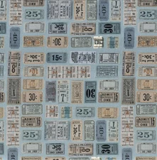 Free Spirit - Palette Blue By Tim Holtz - Tickets - Blue, Fabric by the Yard