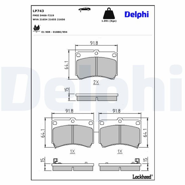 Bremsbelagsatz Scheibenbremse Delphi LP743 FüR Mazda 121 KIA BA BG DW 323 4 5 2-image