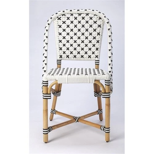 Butler Specialty Company Tenor Rattan Bistro Side Dining Chair - White/Back - Picture 8 of 10