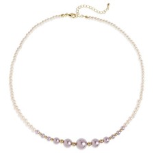 Purple Pearls Choker Necklaces for Women, Dainty Cultured Round Imitation Freshw