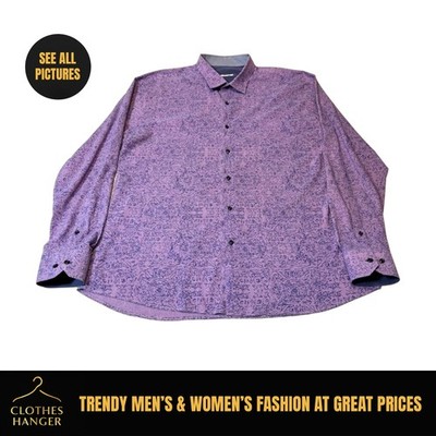 Flexion Shirt Mens XL Long Sleeve Button Up Purple Geometric Design 7496