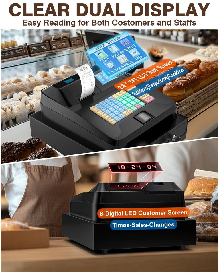 Caja Registradora para Pequeñas Empresas con Escáner - Caja Registradora Electrónica... Foto 2 de 4