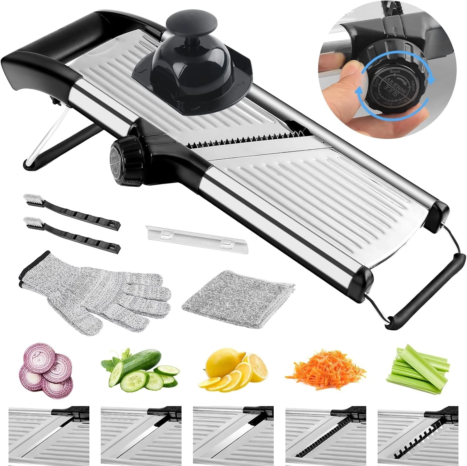 commercial Mandoline Slicer,Stainless Steel Vegetable Slicer,non-slip mandoline