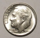 1964 D ROOSEVELT DIME, 90% Silver, uncirculated