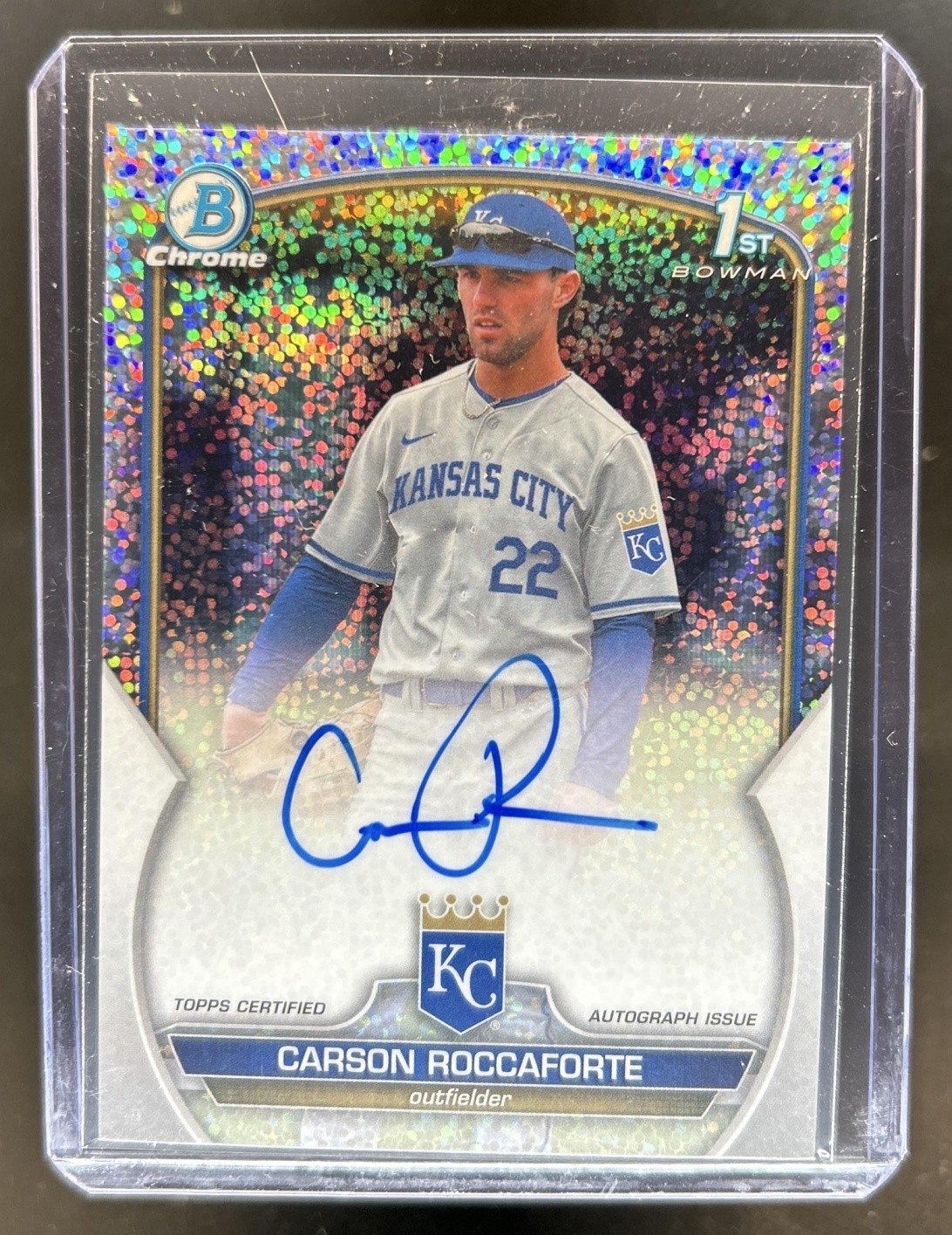 2023 Bowman Draft Carson Roccaforte Chrome Auto Sparkle Refractor 1st #/71