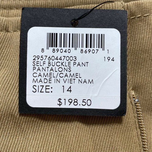 Club Monaco Women's Self Buckle Wool Blend Pants Size 14 Camel - Picture 11 of 19
