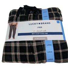 Lucky Brand Cloud Soft Men's Large Sleep Fleece Pant, Button Fly, Side Pockets