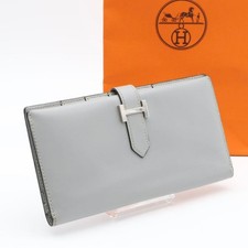 HERMES Birkin Classic Long Wallet Box Calf Gray
