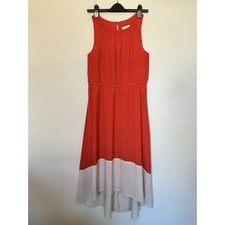 LOFT Hi Low Color Block Sleeveless Maxi Dress Womens 8 Orange Tan Sleeveless