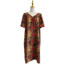 Vintage Anthony Richards Leopard Floral Muumuu House Dress with Pockets size XL