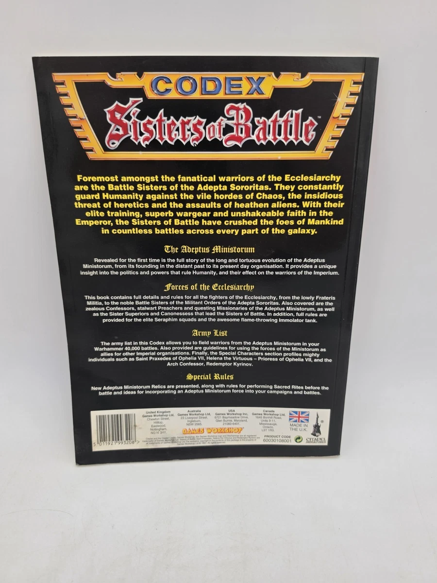 Warhammer 40K Sisters Of Battle Codex Supplement 2nd Ed 1997 Rare Read