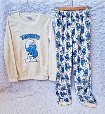 Smurfs Fleece Pajama Set Size S   Cozy Winter Lounge Sleepwear 2023