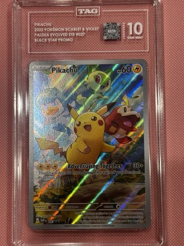 ⚡️Pikachu 027 Scarlet & Violet Promo Holo TAG 10 GEM MINT 2023