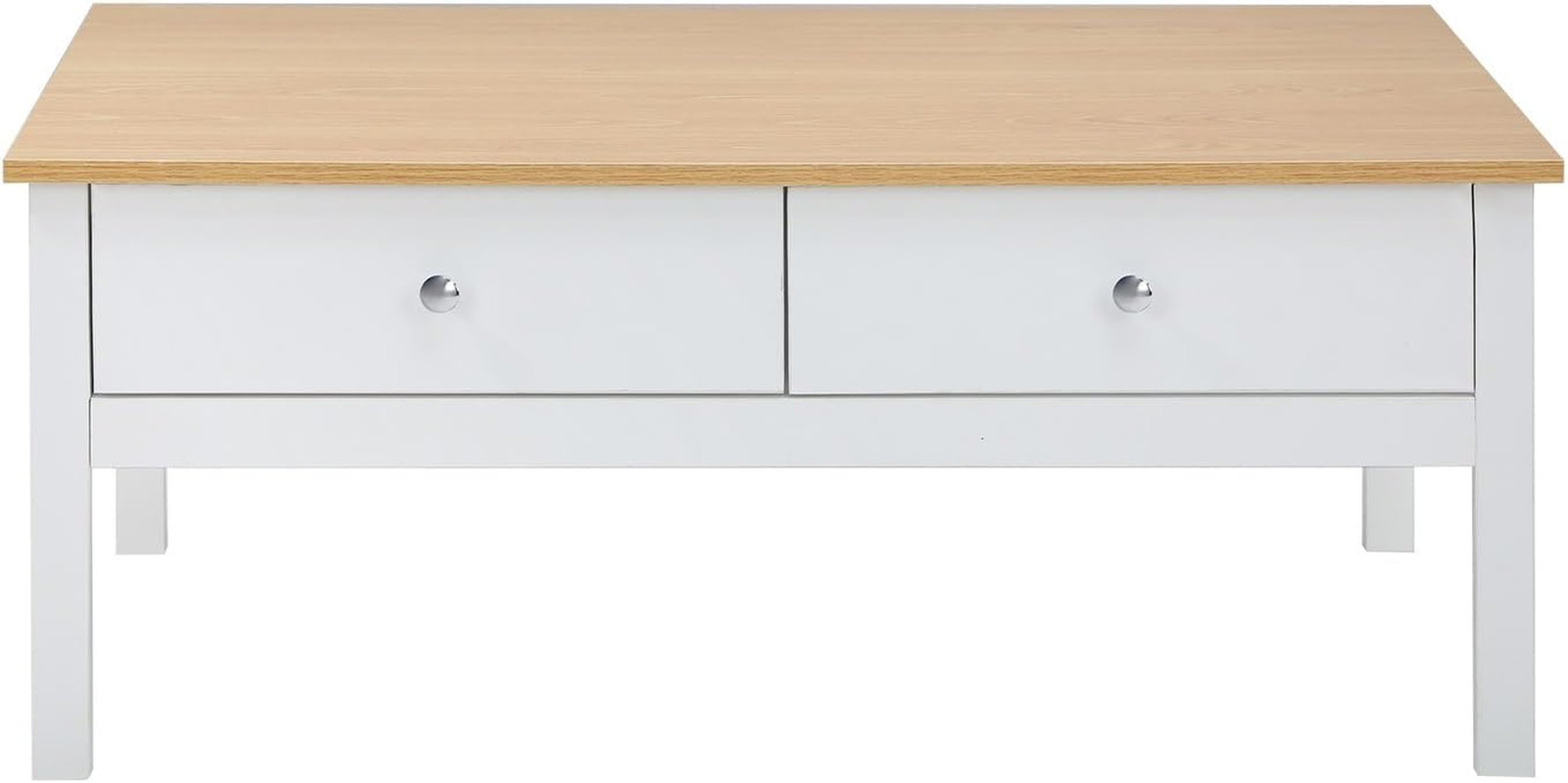 Coffee Table with 2 Storage Drawers Sofa Cafe Desk Natural White