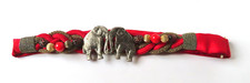Vintage Carolyn Tanner Designs Braided Elephant and Bead Belt, Red  Gold