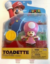 NEW Jakks Pacific 42973 World Super Mario 4-Inch TOADETTE With COIN Mini-Figure
